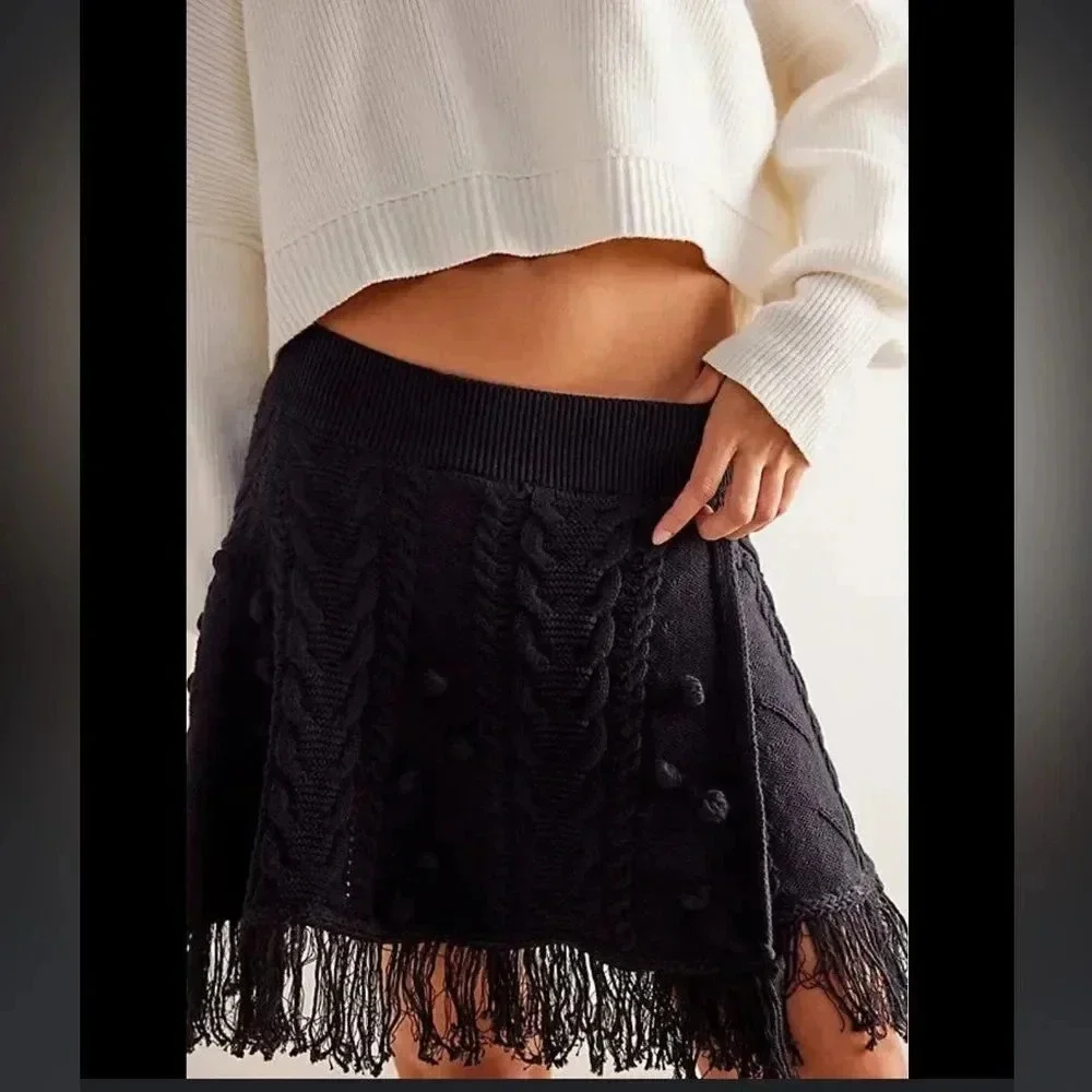 FREE PEOPLE Let's Get Cozy Swit Mini Skirt